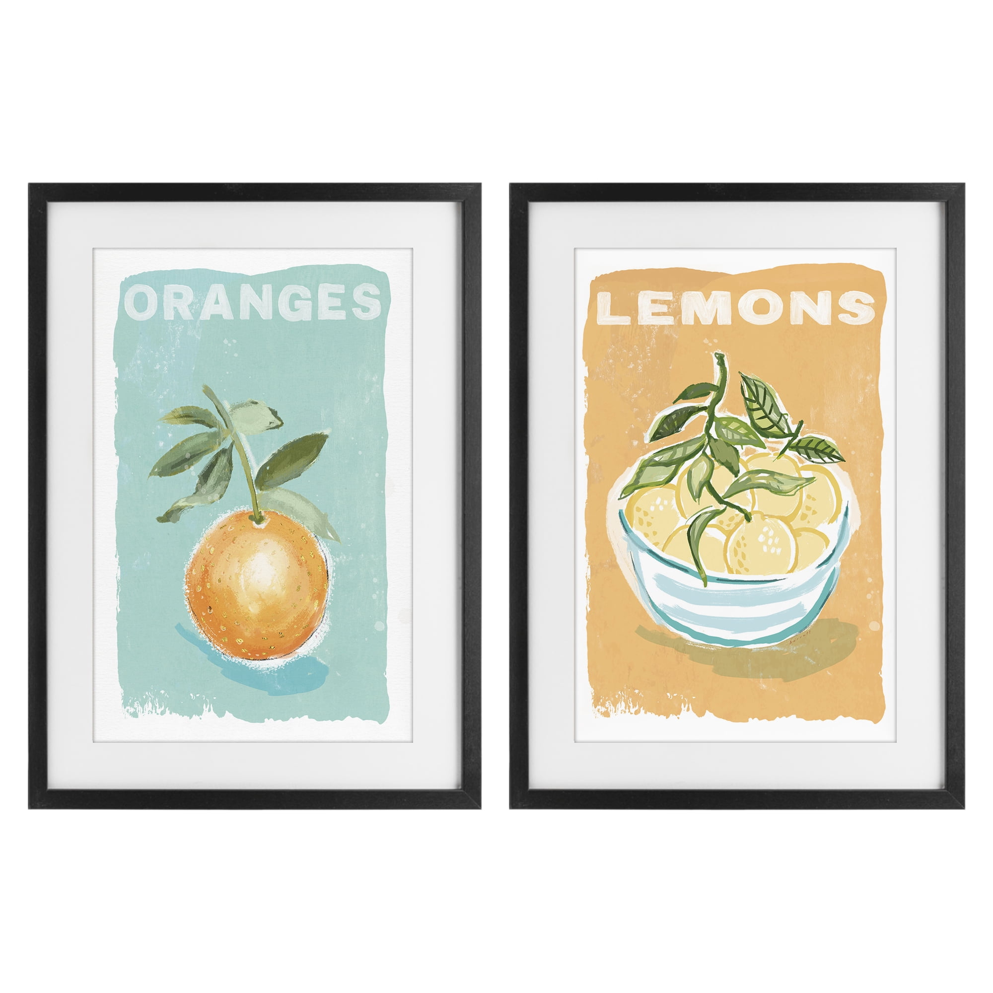 Stupell Industries Citrus Twist Motif 2 Piece Black Framed Print Under Glass Set, design by Chad Barrett