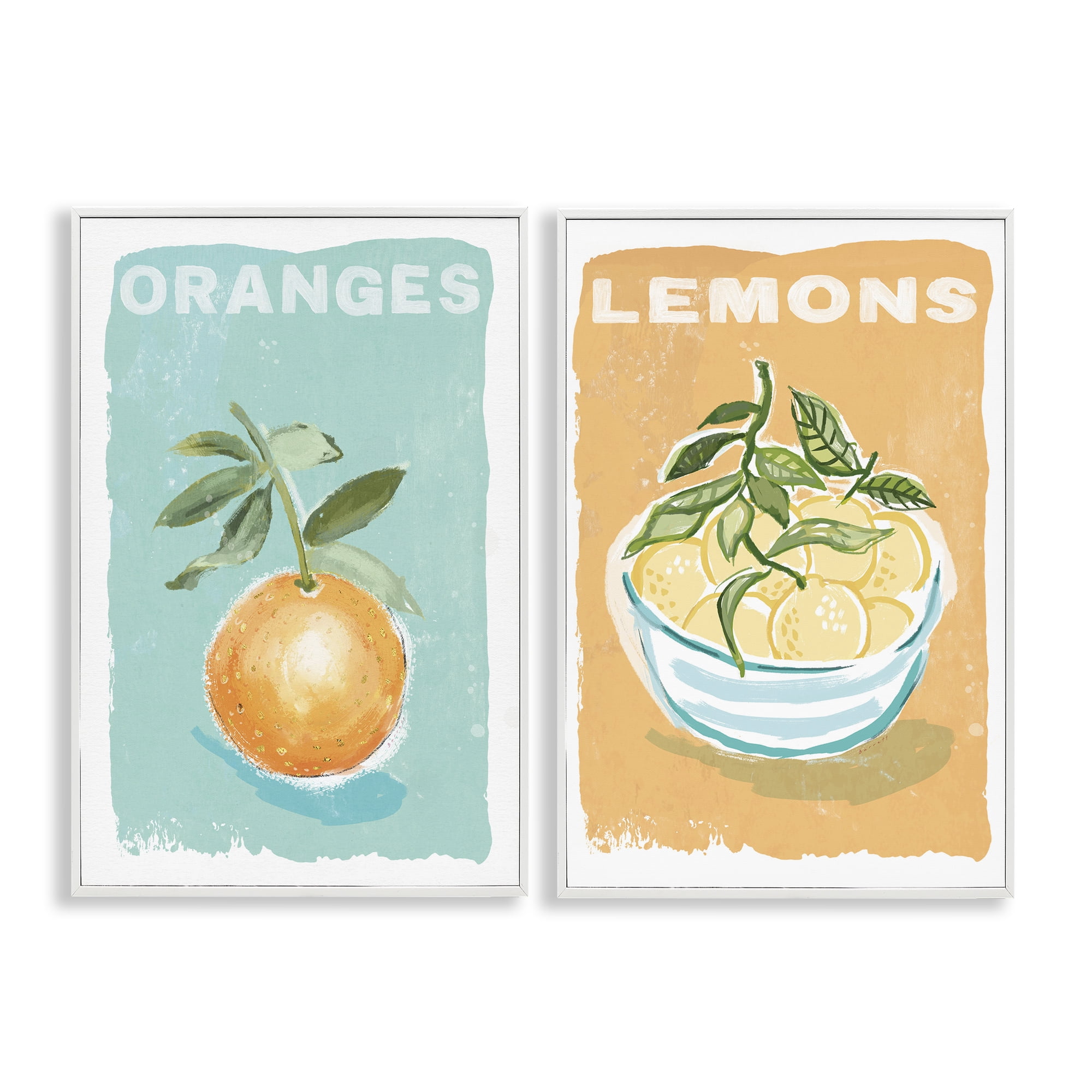 Stupell Industries Citrus Twist Motif 2 Piece White Framed Giclee Art Set, design by Chad Barrett