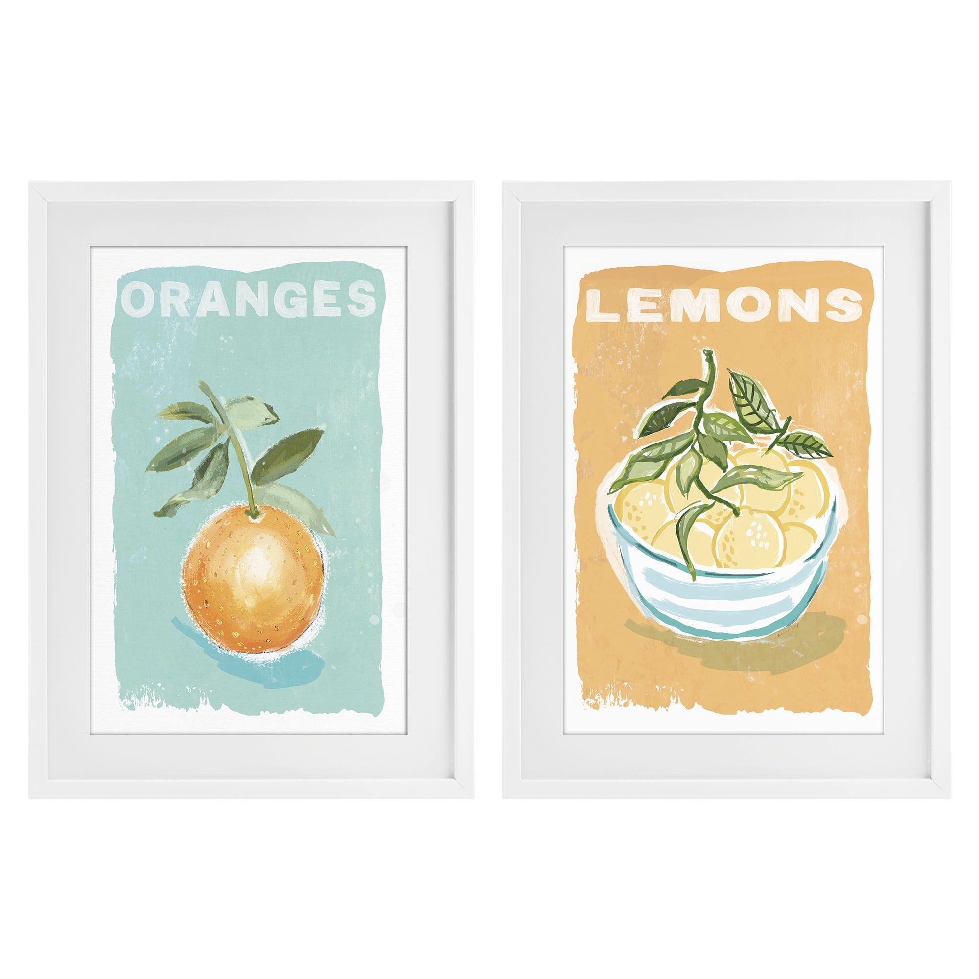 Stupell Industries Citrus Twist Motif 2 Piece White Framed Print Under Glass Set, design by Chad Barrett