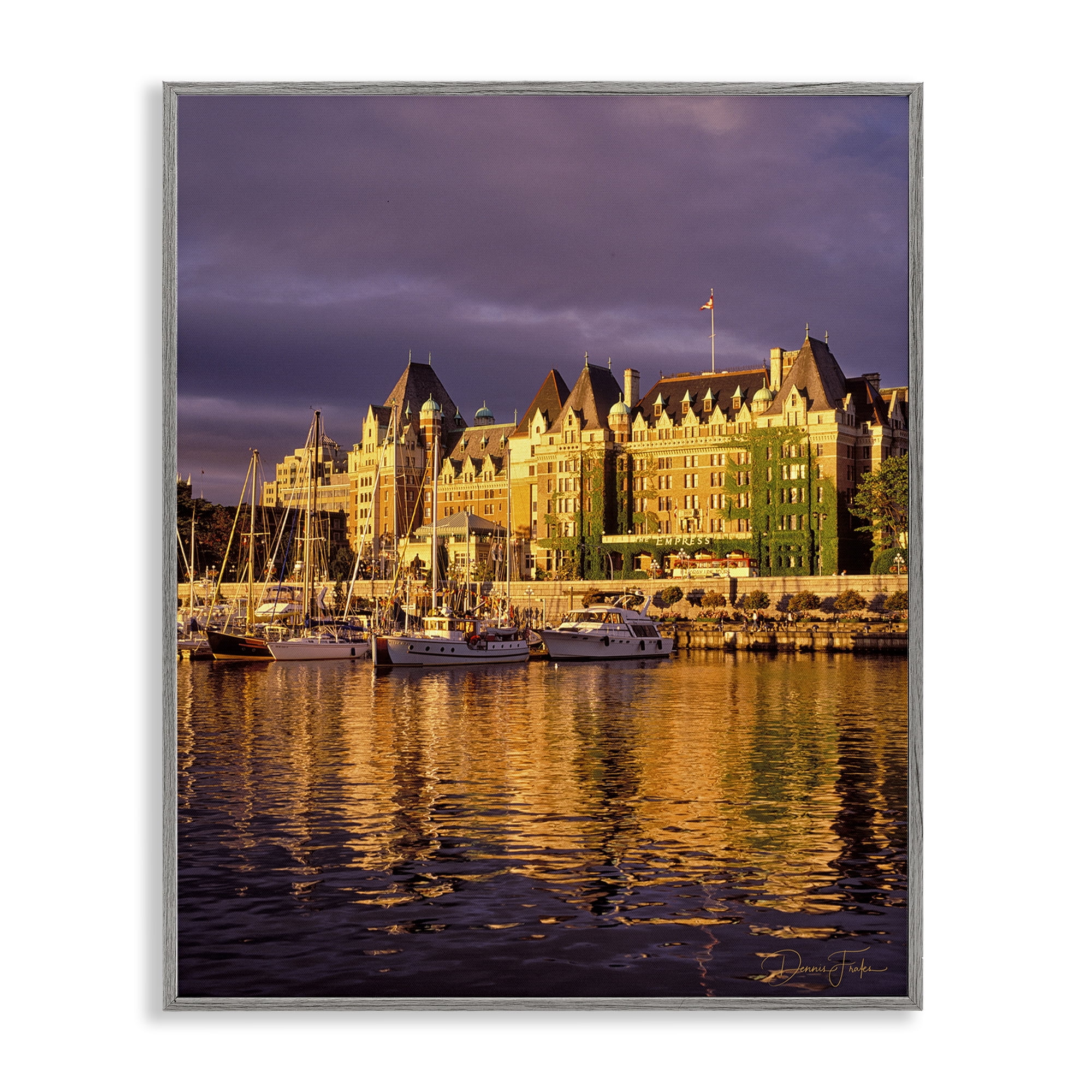 Stupell Industries City Boat Harbor Town & City Photography Gray Framed Art Print Wall Art, 11 x 14