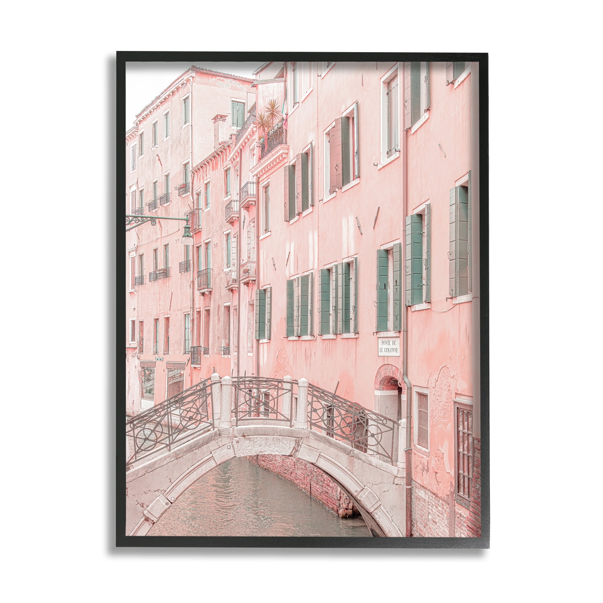Stupell Industries City Canal Bridge Photography Town & City Photography Black Framed Art Print Wall Art
