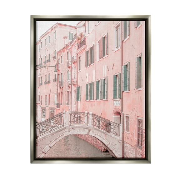 Stupell Industries City Canal Bridge Photography Town & City Photography Gray Floater Framed Art Print Wall Art