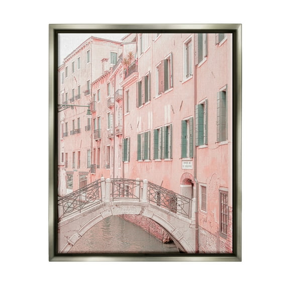 Stupell Industries City Canal Bridge Photography Town & City Photography Gray Floater Framed Art Print Wall Art