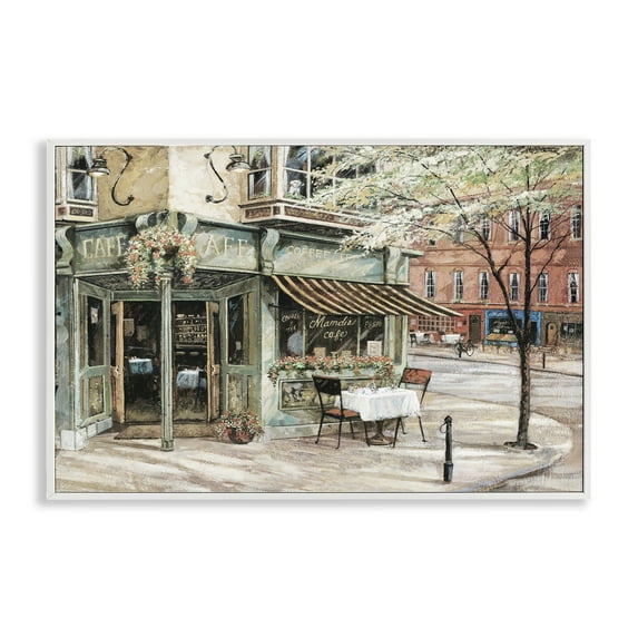 Stupell Industries City Corner Café Scenic & Cityscapes Painting White Framed Art Print Wall Art, 24 x 16
