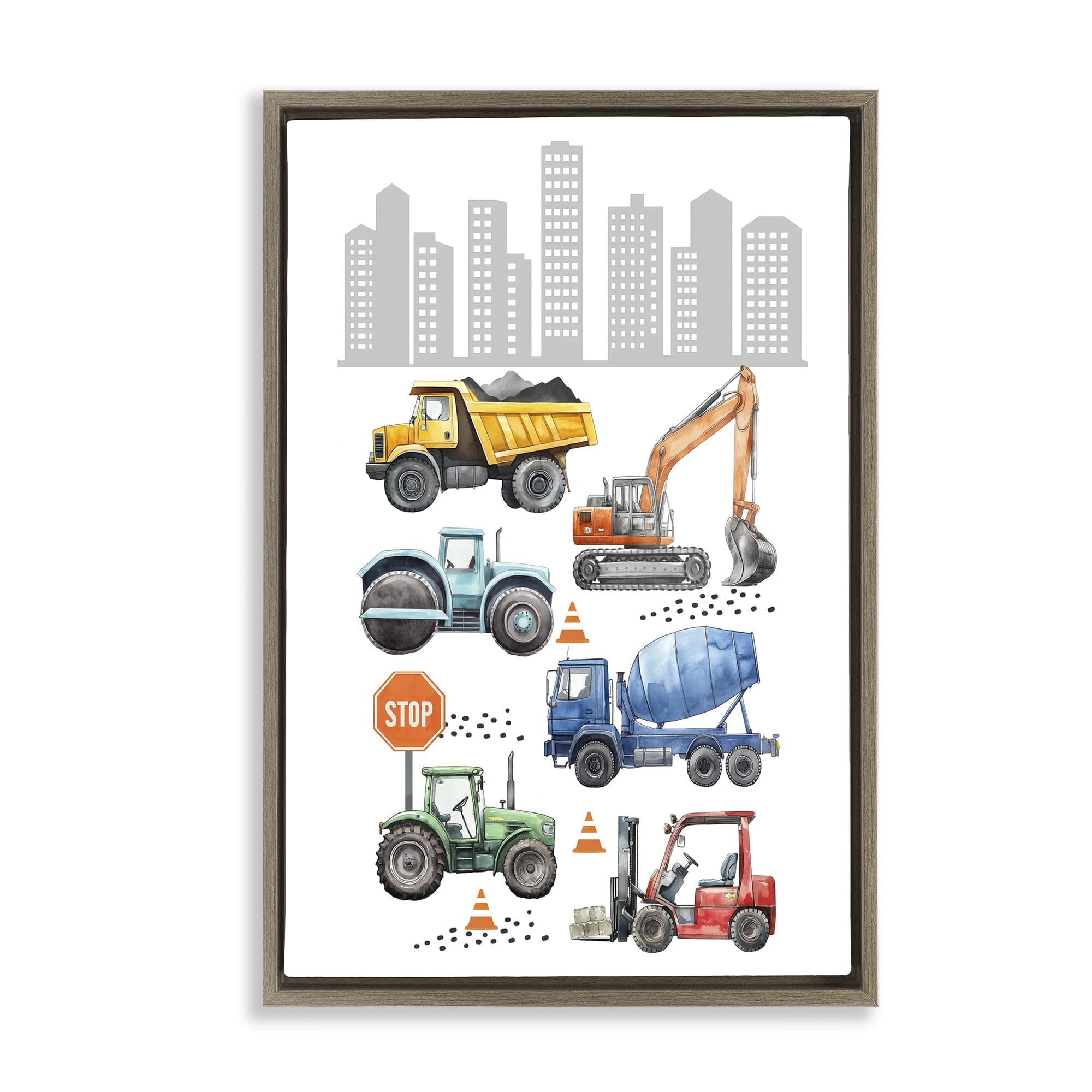Stupell Industries City Keeps Moving Brown Framed Floater Canvas Wall Art, design by Christine Simpson Art