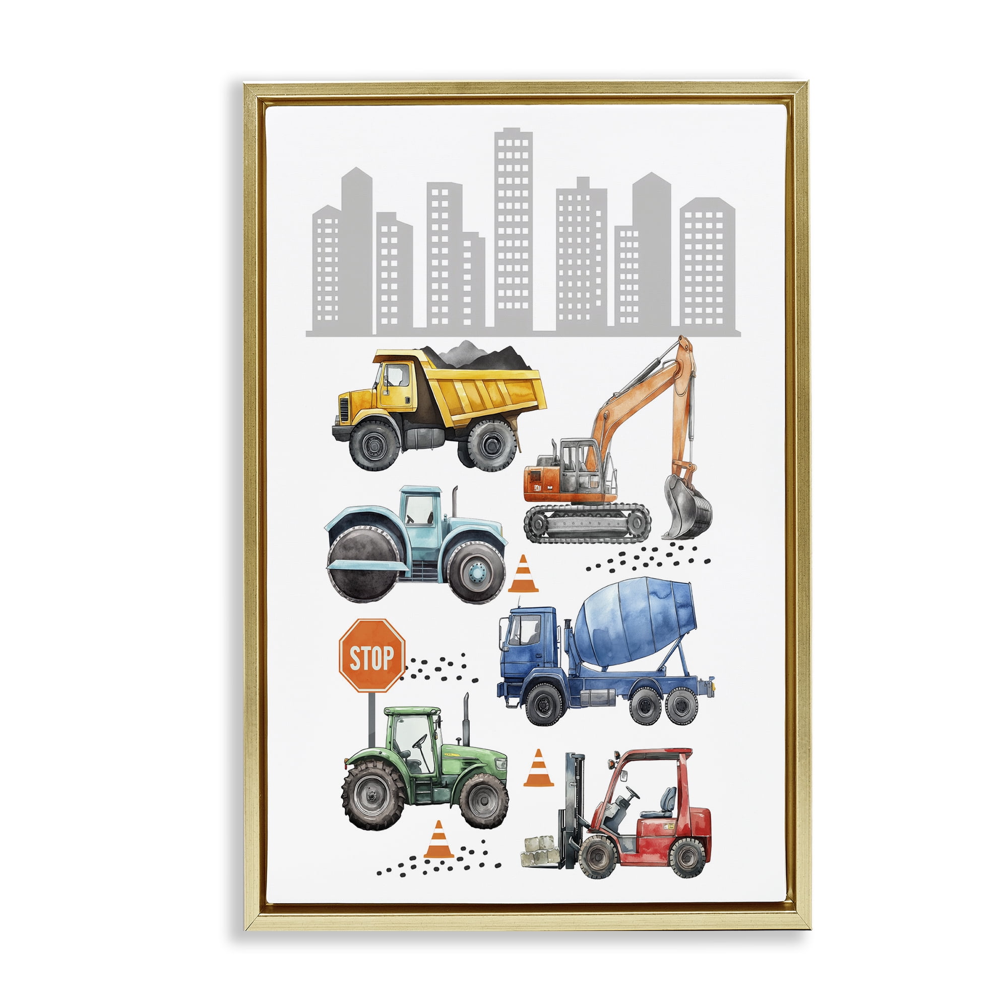 Stupell Industries City Keeps Moving Gold Framed Floater Canvas Wall Art, design by Christine Simpson Art