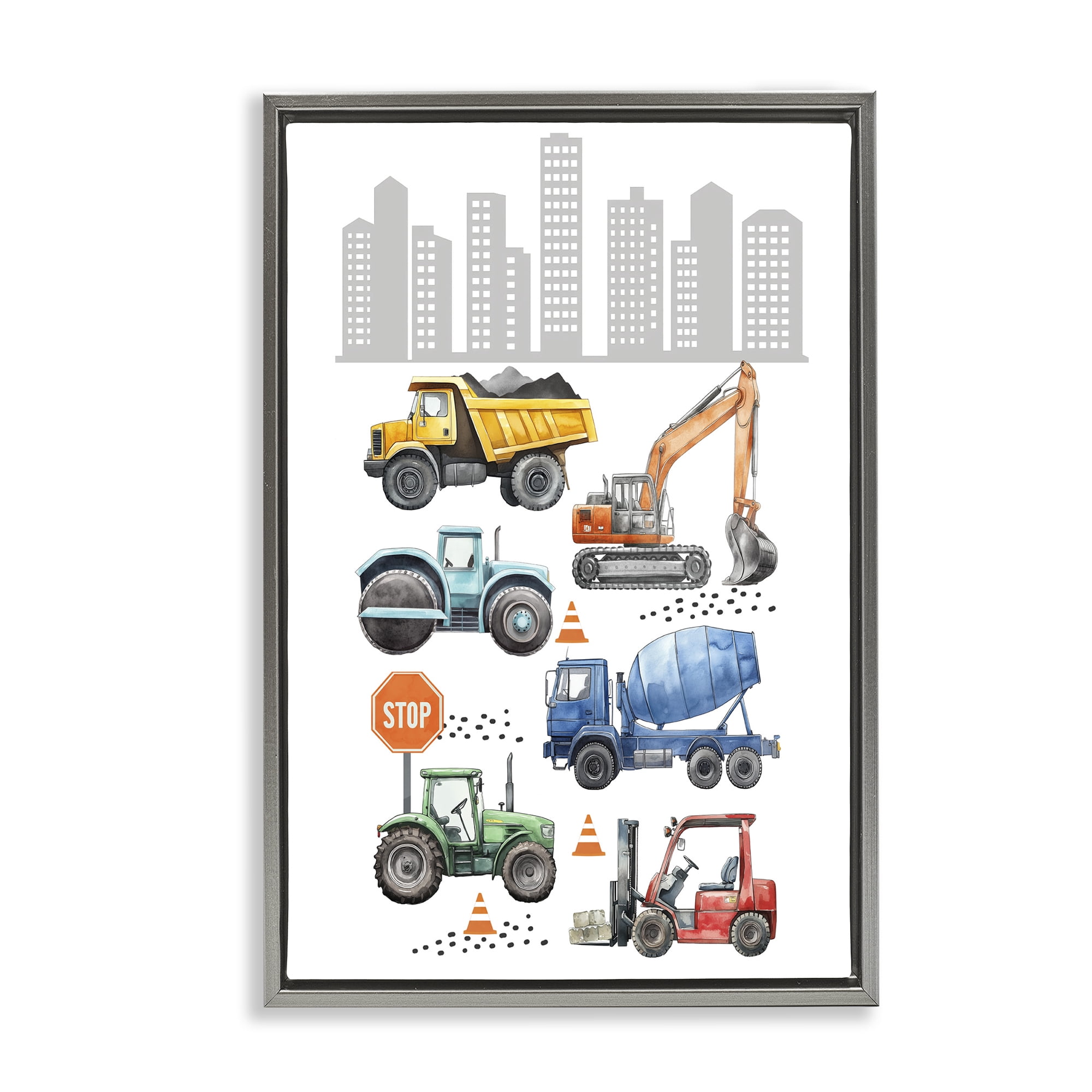 Stupell Industries City Keeps Moving Gray Framed Floater Canvas Wall Art, design by Christine Simpson Art