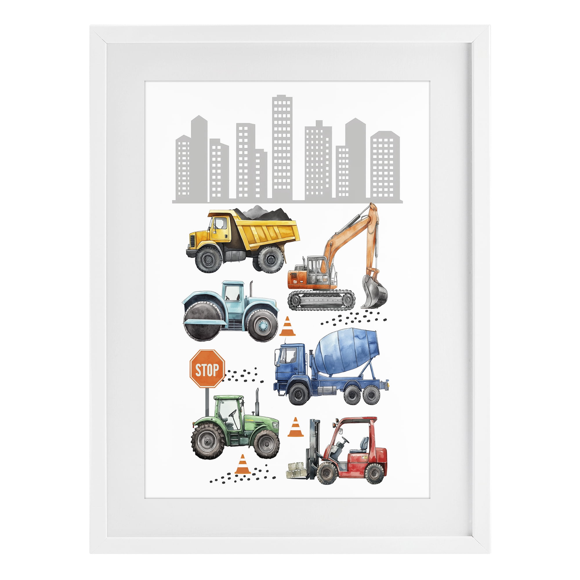 Stupell Industries City Keeps Moving White Framed Print Under Glass, design by Christine Simpson Art