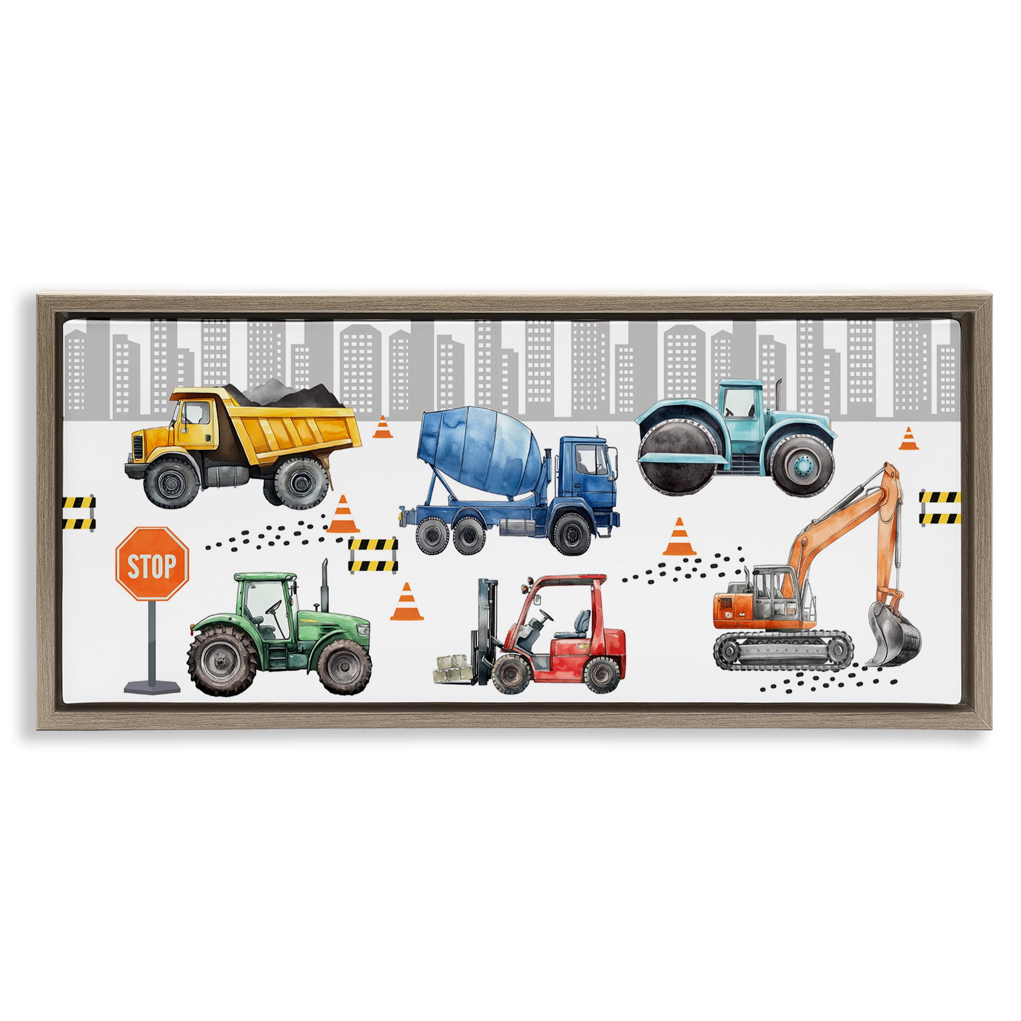 Stupell Industries City Keeps On Moving Brown Framed Floater Canvas Wall Art, design by Christine Simpson Art