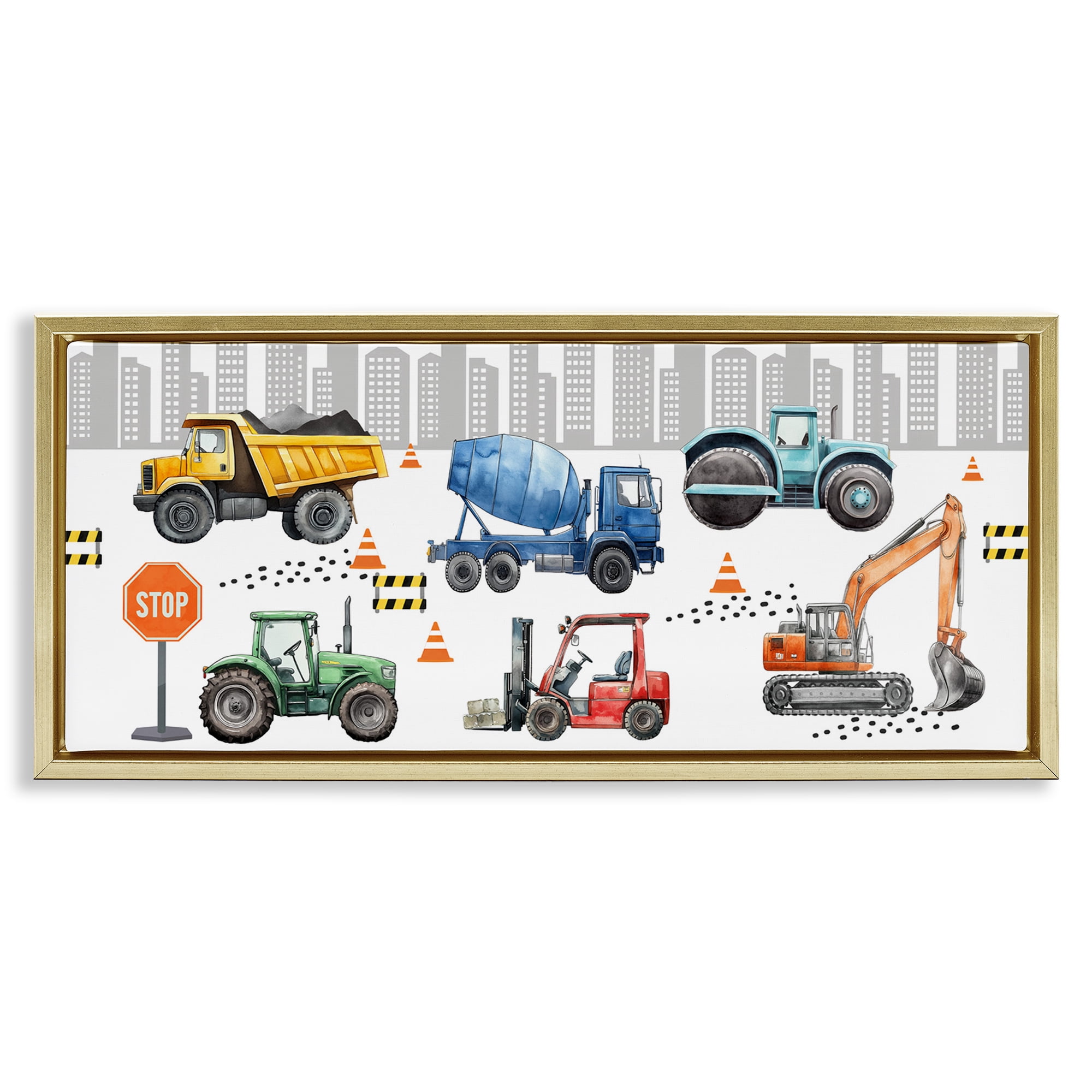 Stupell Industries City Keeps On Moving Gold Framed Floater Canvas Wall Art, design by Christine Simpson Art