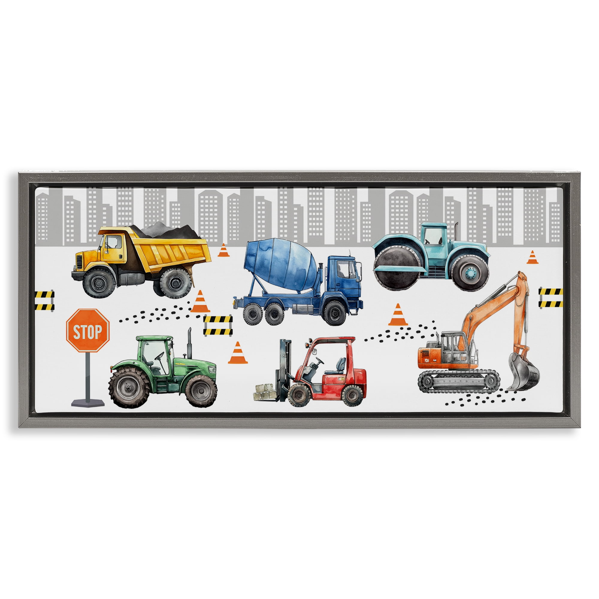 Stupell Industries City Keeps On Moving Gray Framed Floater Canvas Wall Art, design by Christine Simpson Art