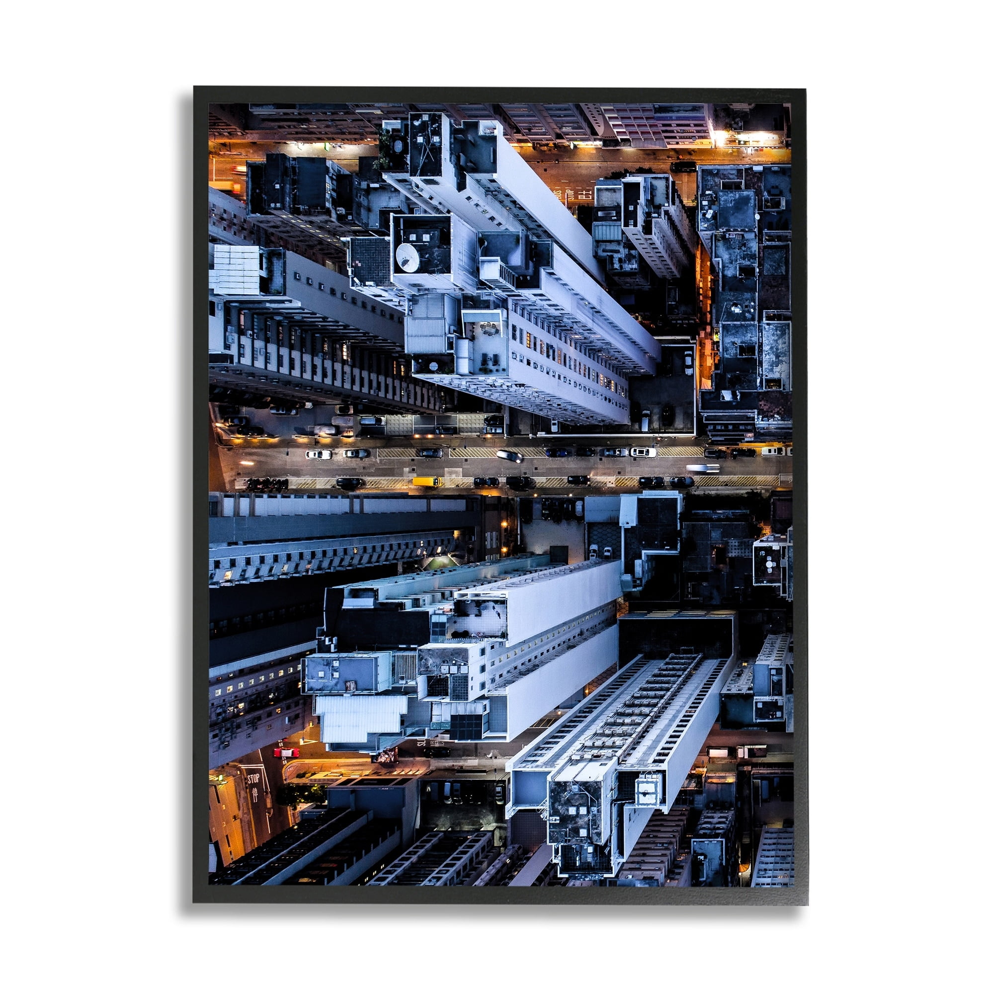 Stupell Industries City Lights Architecture Buildings from Above Black Framed by PhotoINC Studio