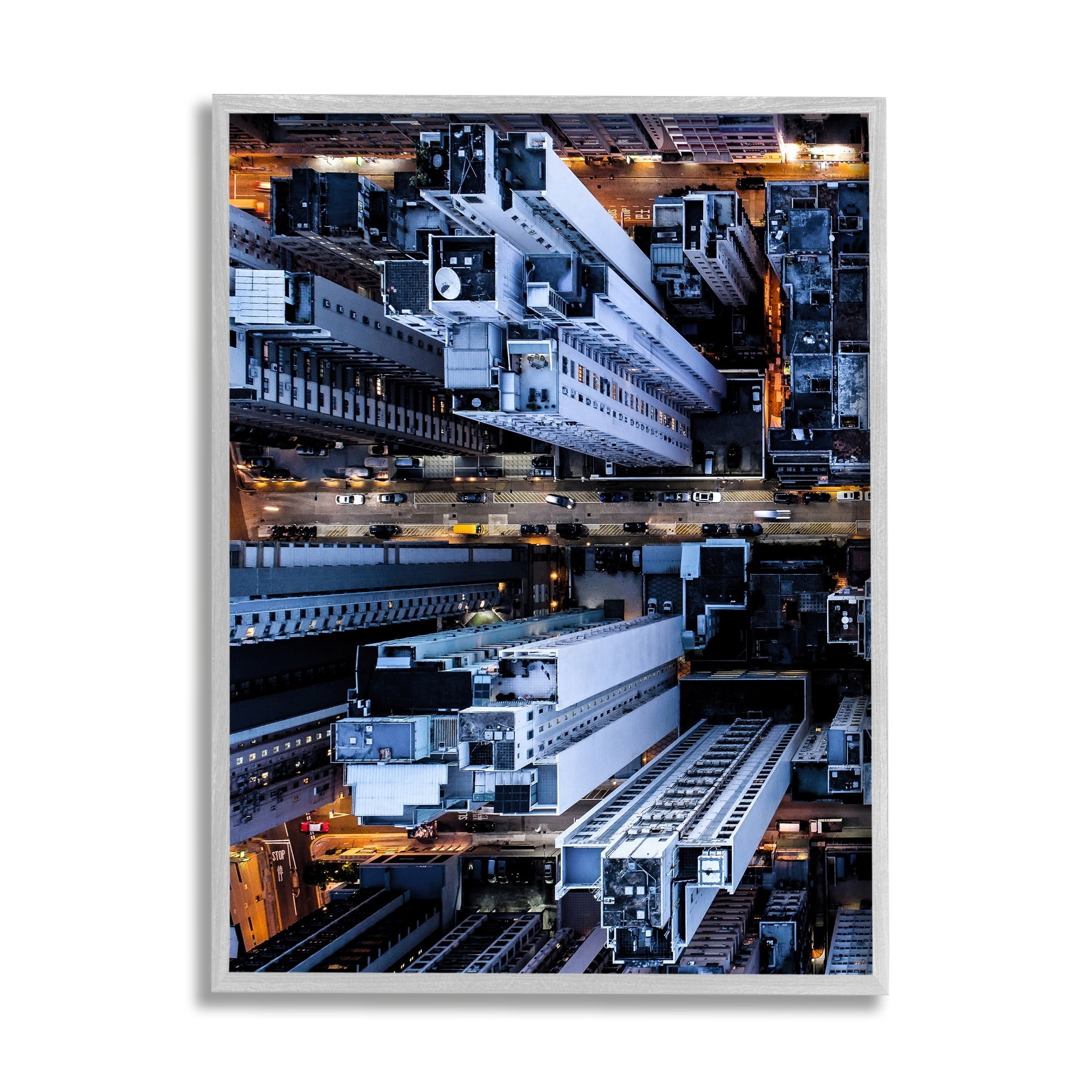 Stupell Industries City Lights Architecture Buildings from Above Gray Framed by PhotoINC Studio