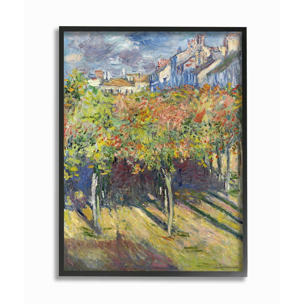 Stupell Industries City Orchard Green Blue Classic Monet Painting Black Framed Art Print Wall Art, 11x14, by Claude Monet