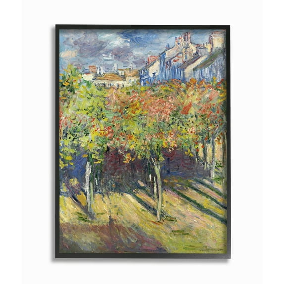 Stupell Industries City Orchard Green Blue Classic Monet Painting Black Framed Art Print Wall Art, 16x20, by Claude Monet