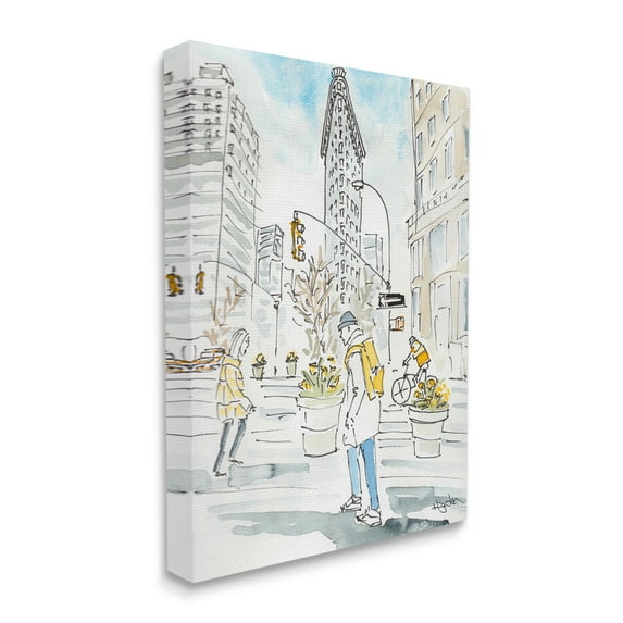 Stupell Industries City People Walking Urban Architecture Watercolor Canvas Wall Art by Mark Higden