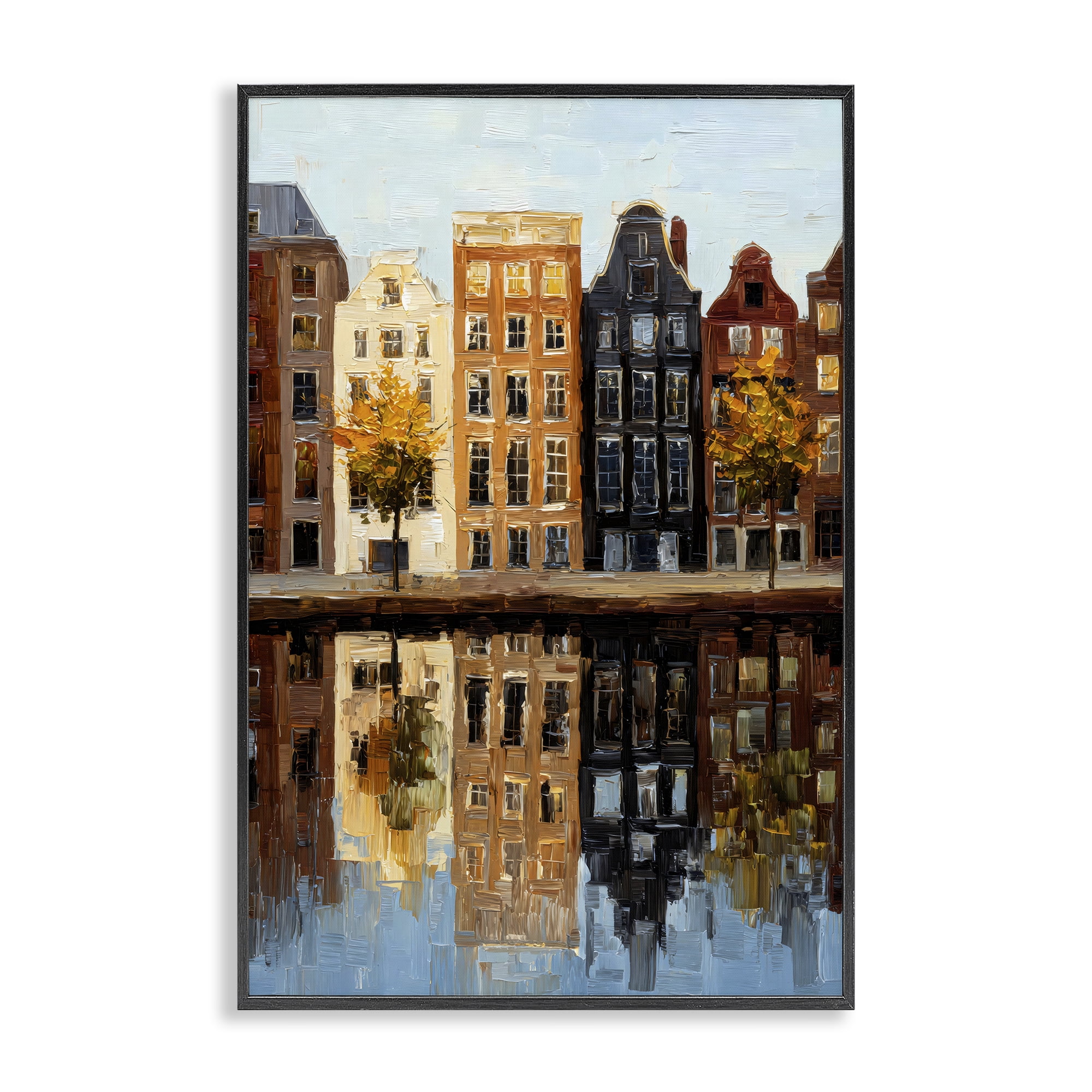 Stupell Industries City Reflection over Canal Black Framed Giclee Art, design by Petal Prints Design