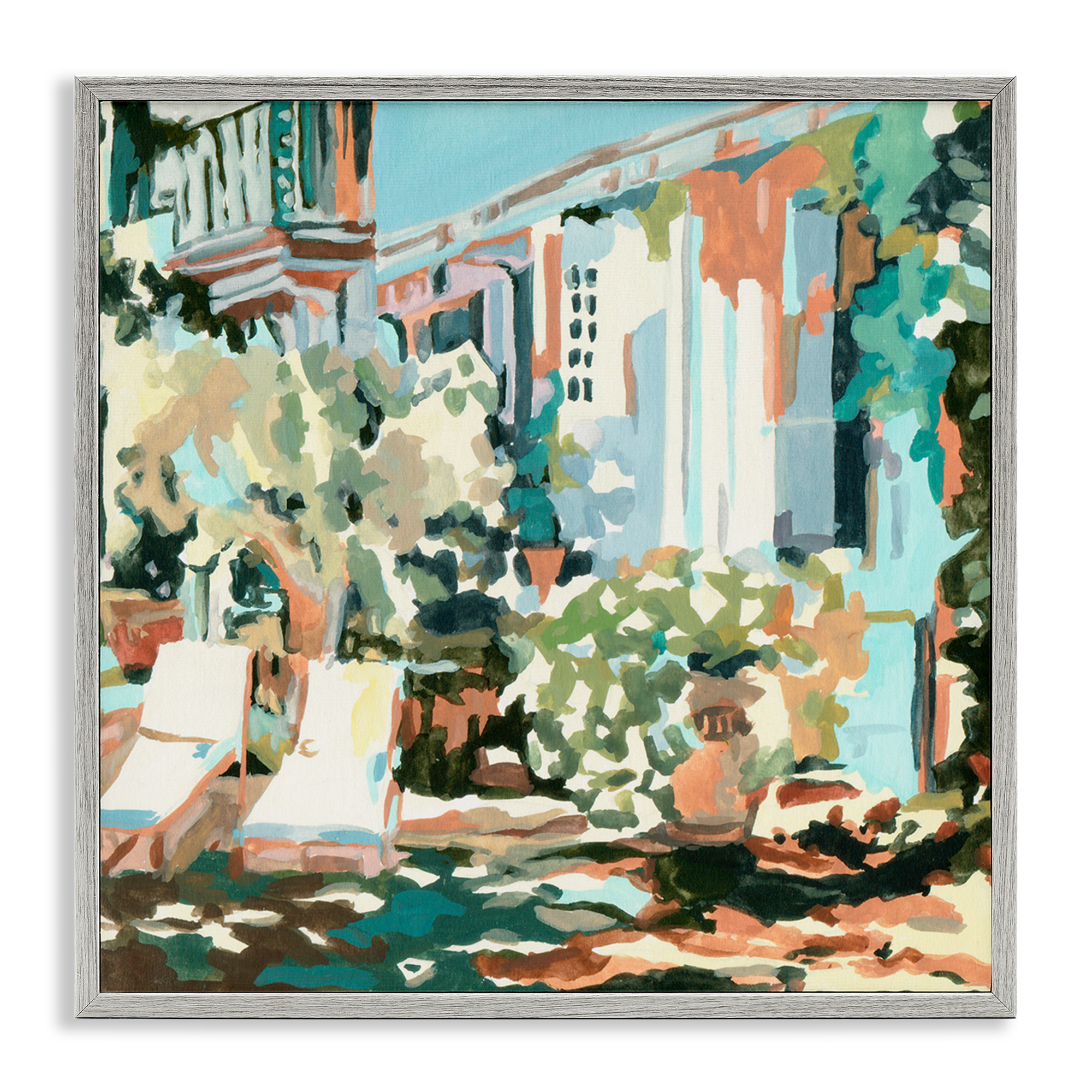 Stupell Industries City Street Abstraction Scenic & Cityscapes Painting Gray Framed Art Print Wall Art, 17 x 17