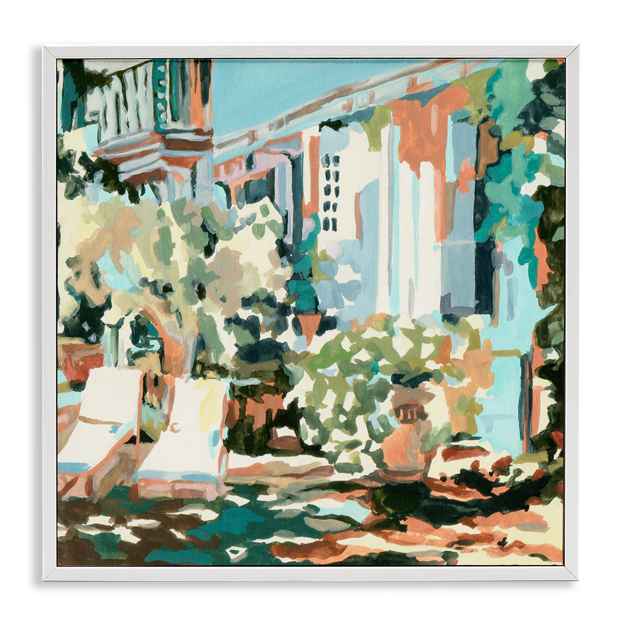 Stupell Industries City Street Abstraction Scenic & Cityscapes Painting White Framed Art Print Wall Art, 17 x 17
