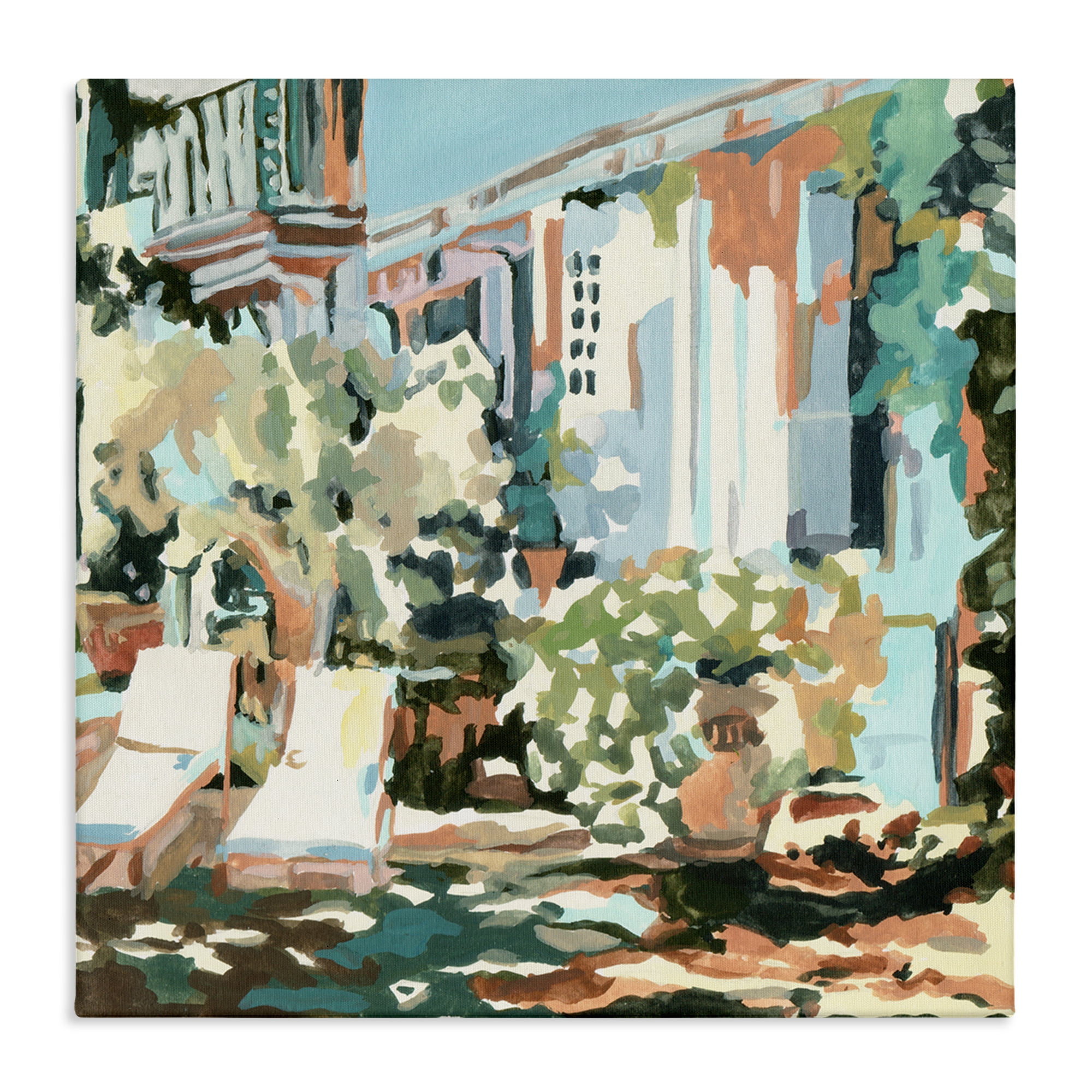 Stupell Industries City Street Abstraction Scenic & Cityscapes Painting Wrapped Canvas Art Print Wall Art, 17 x 17
