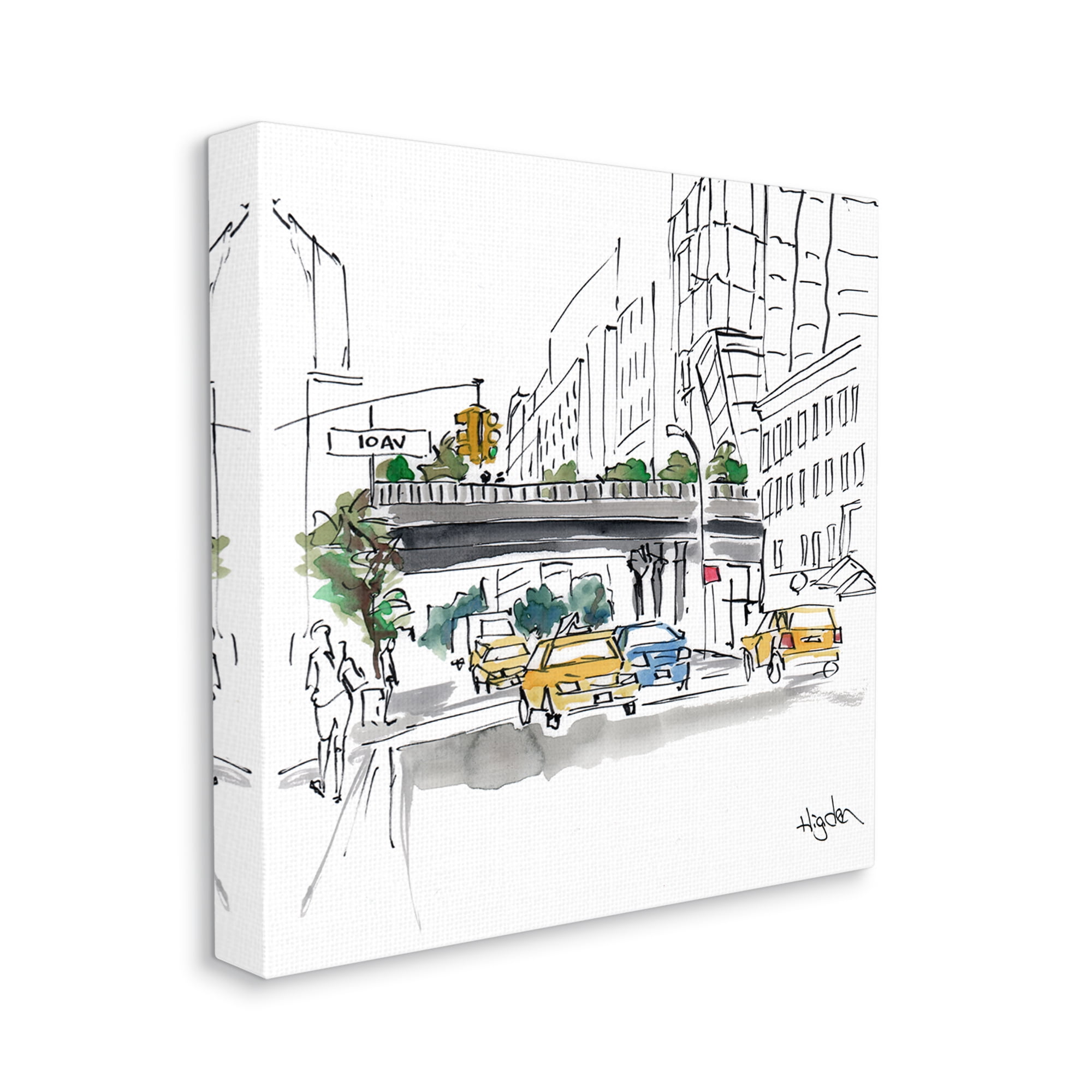 Stupell Industries City Taxi Underpass Urban Architecture Watercolor Canvas Wall Art by Mark Higden