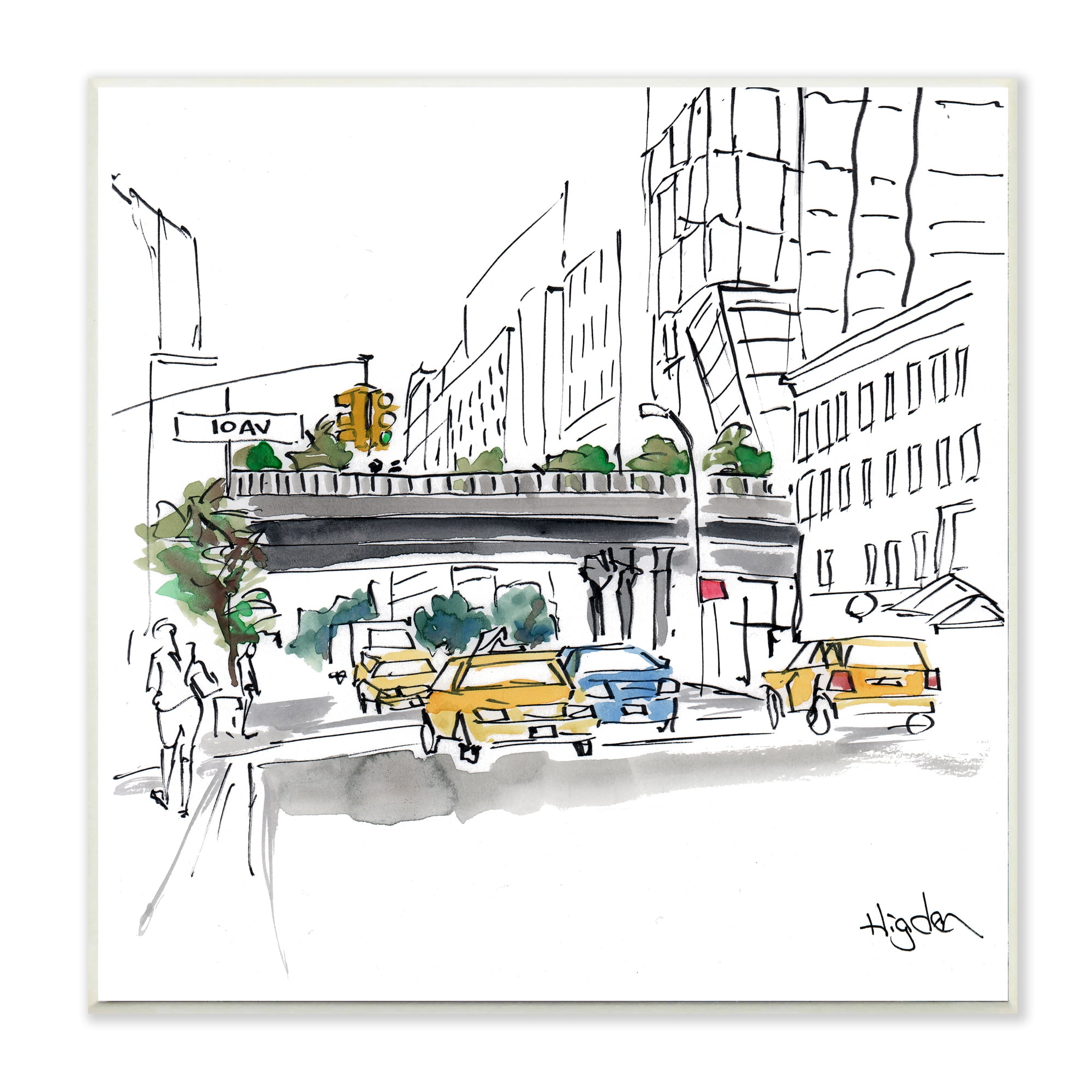 Stupell Industries City Taxi Underpass Urban Architecture Watercolor Wall Plaque by Mark Higden