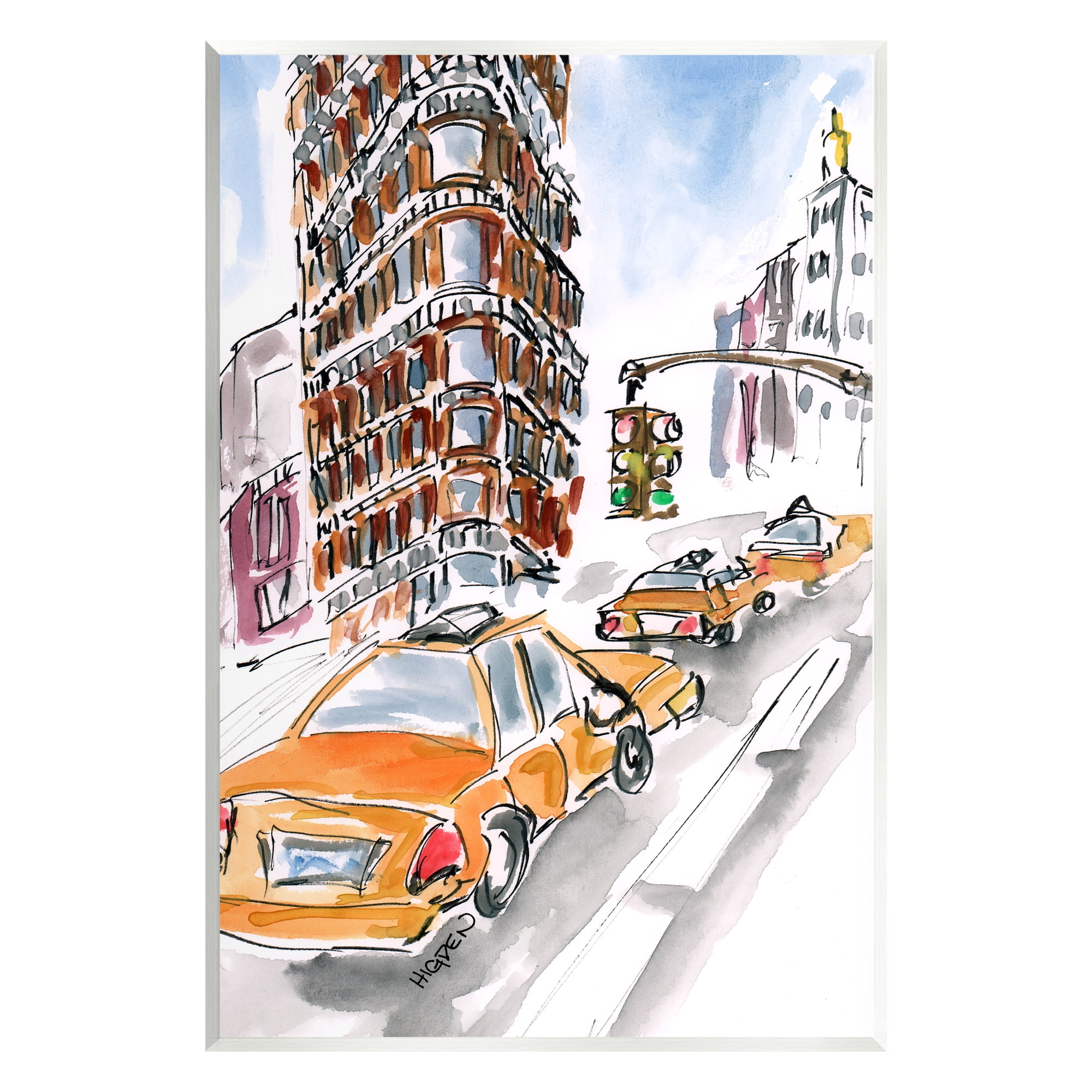 Stupell Industries City Taxis Modern Painting Town & City Painting Unframed Art Print Wall Art