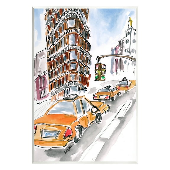 Stupell Industries City Taxis Modern Painting Town & City Painting Unframed Art Print Wall Art