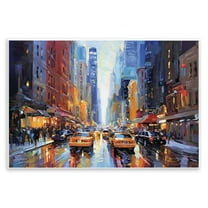 Stupell Industries City Traffic in Rain Scenic & Cityscapes Painting Unframed Art Print Wall Art, 15 x 10