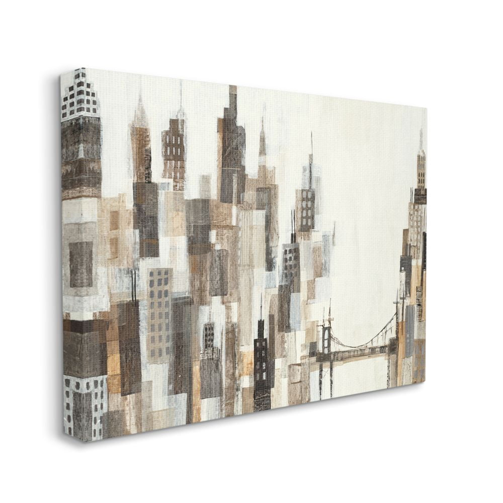Stupell Industries Cityscape Abstract Squares Neutral Painting Canvas Wall Art by Third and Wall, 30" x 40"