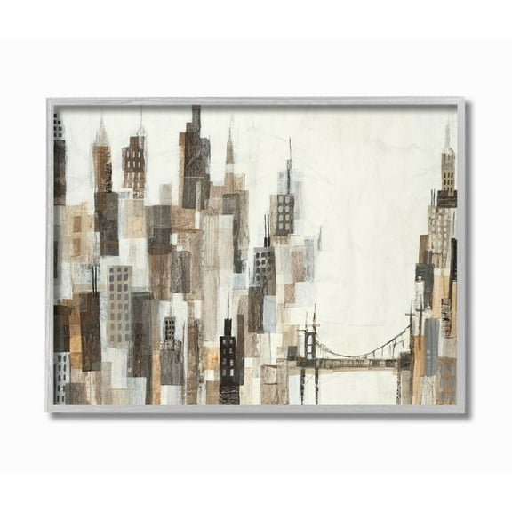 Stupell Industries Cityscape Abstract Squares Neutral Painting Framed Wall Art by Third and Wall