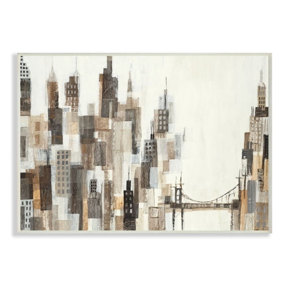 Stupell Industries Cityscape Abstract Squares Neutral Painting Wall Plaque by Third and Wall