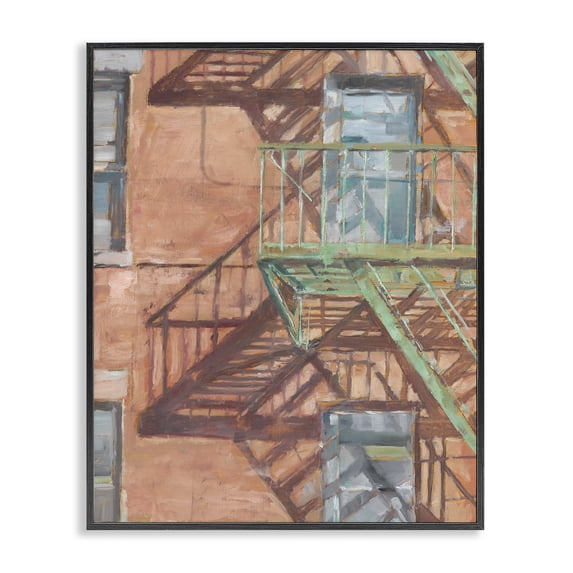 Stupell Industries Modern Cityscape Fire Escape Black Framed Giclee Art, 11 x 14, by Ethan Harper