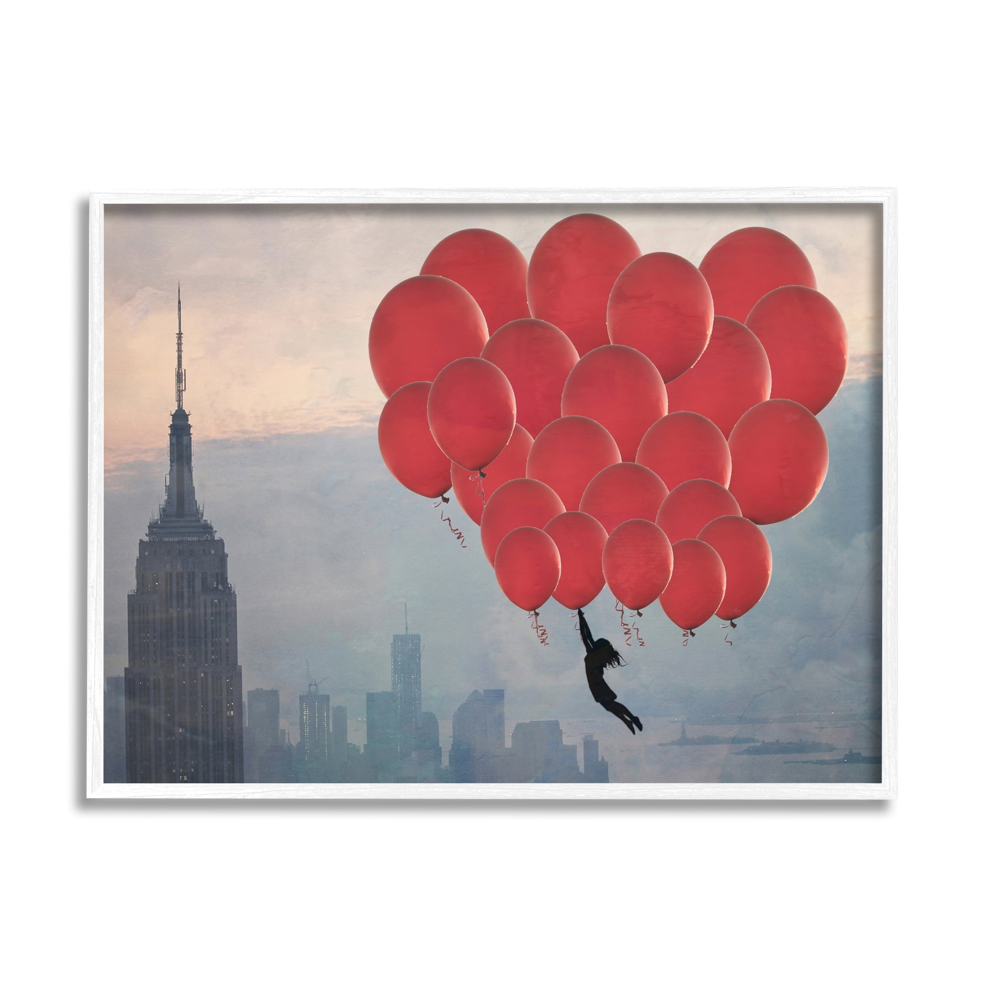 Stupell Industries Cityscape Girl Balloons Abstract Modern Collage Design, 11 x 14,Design by Ashley Davis