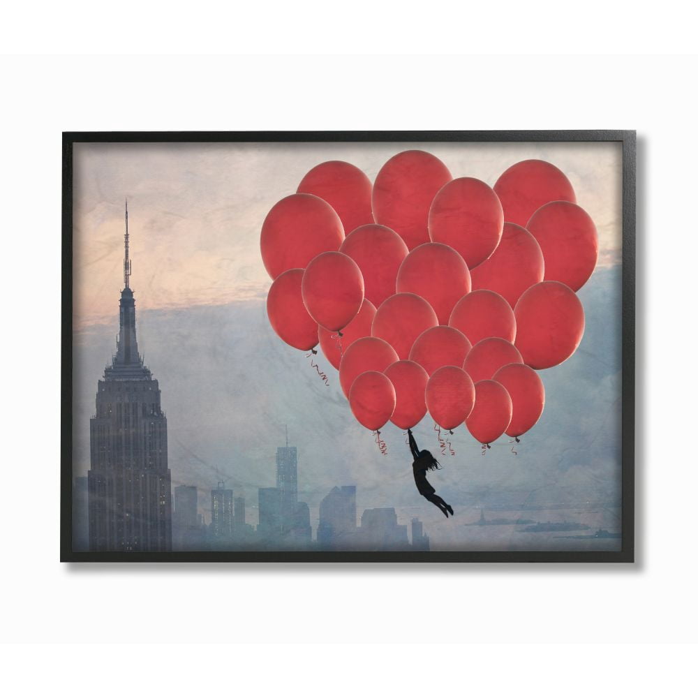Stupell Industries Cityscape Girl Balloons Abstract Modern Collage Design Photography Gallery-Wrapped Canvas Print Wall Art, 36x48, by Ashley Davis