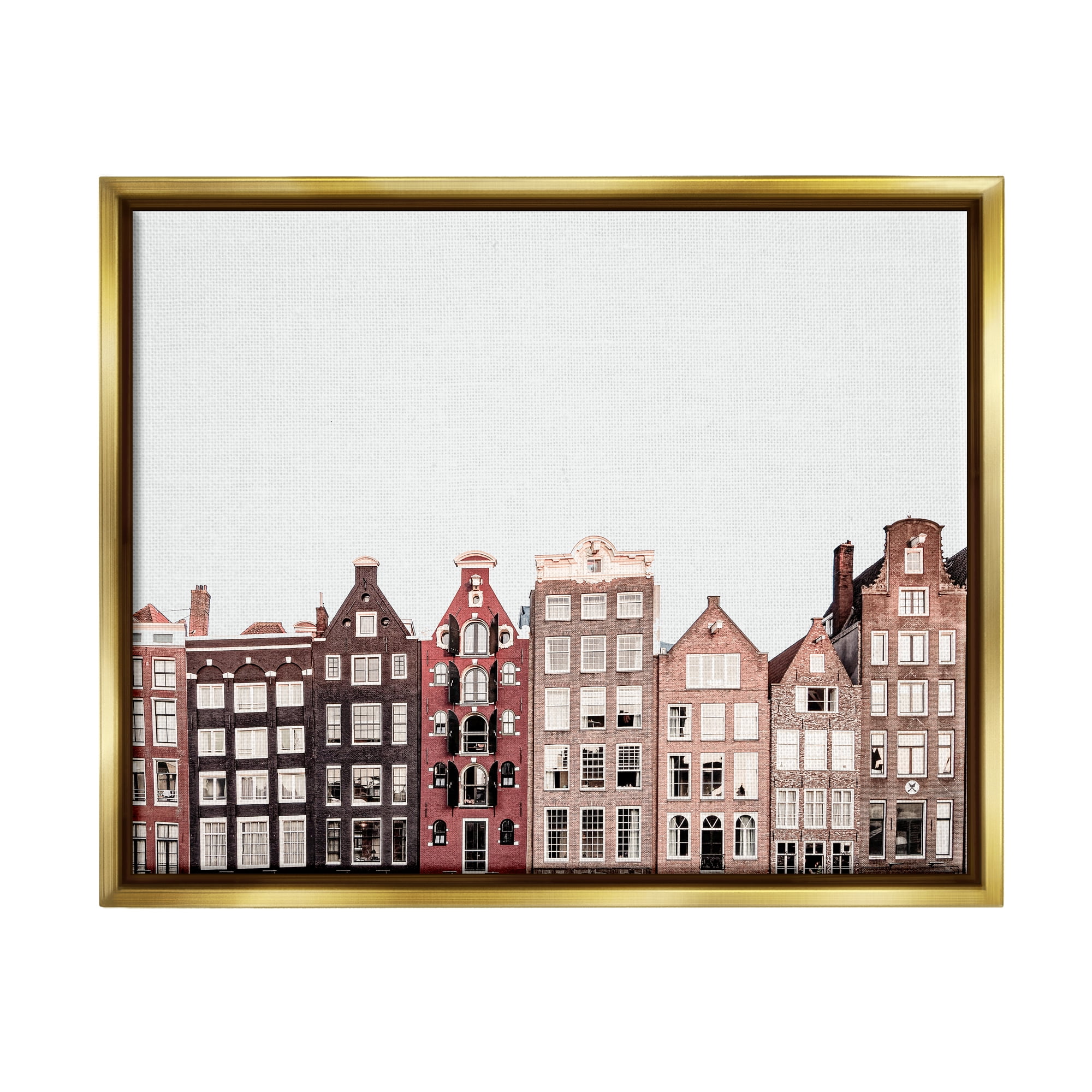 Stupell Industries Cityscape Houses Architecture Travel & Places Photography Gold Floater Framed Art Print Wall Art, 21 x 17