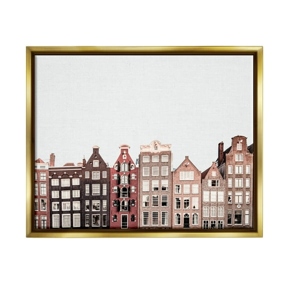 Stupell Industries Cityscape Houses Architecture Travel & Places Photography Gold Floater Framed Art Print Wall Art, 21 x 17