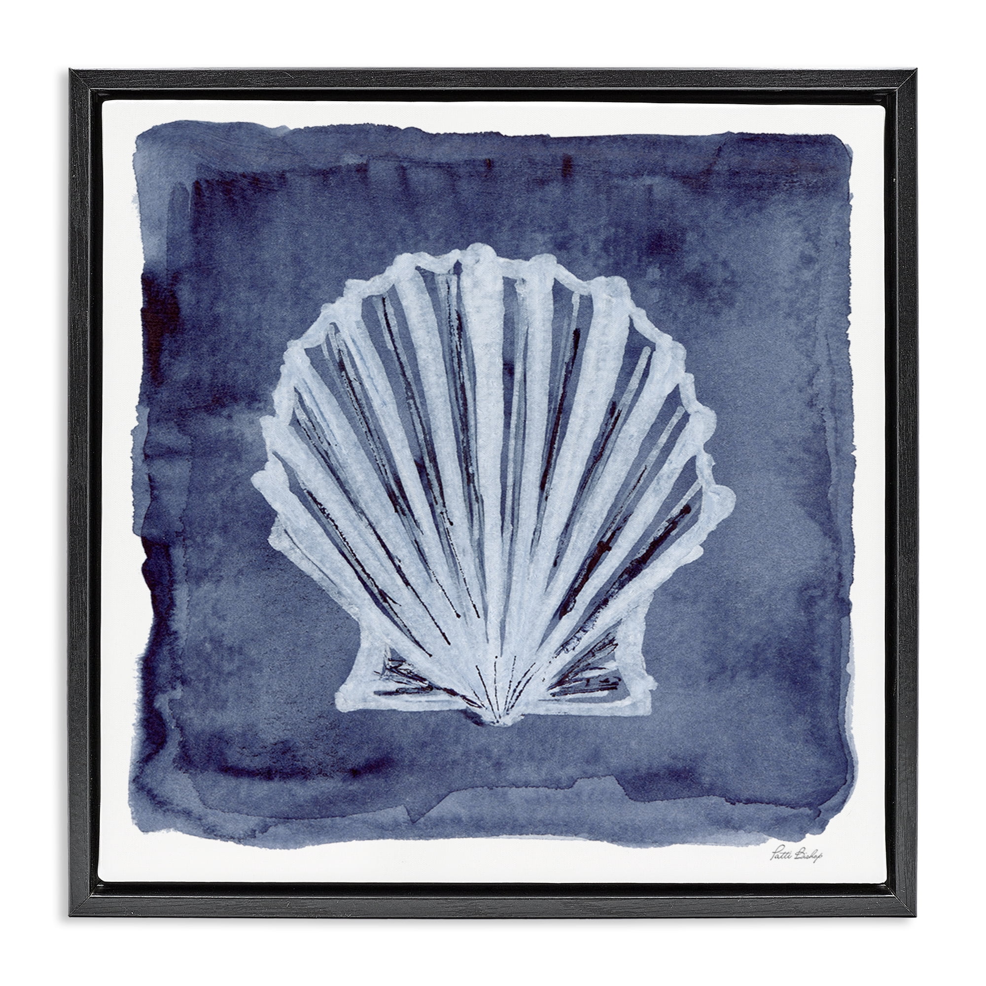 Stupell Industries Clam Shell Impression Animals Painting Black Floater Framed Canvas Art Print Wall Art, 25 x 25