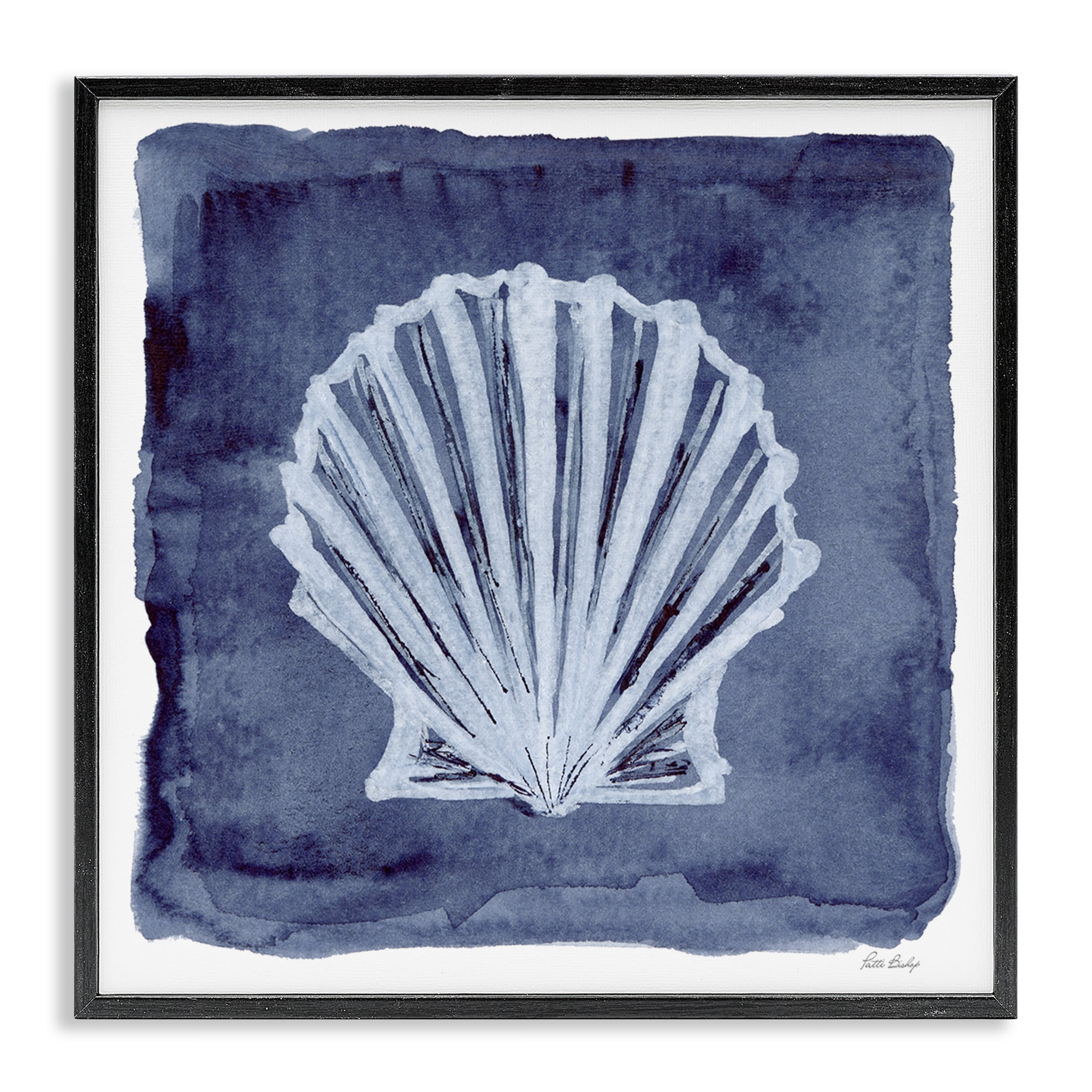 Stupell Industries Clam Shell Impression Animals Painting Black Framed Art Print Wall Art, 12 x 12