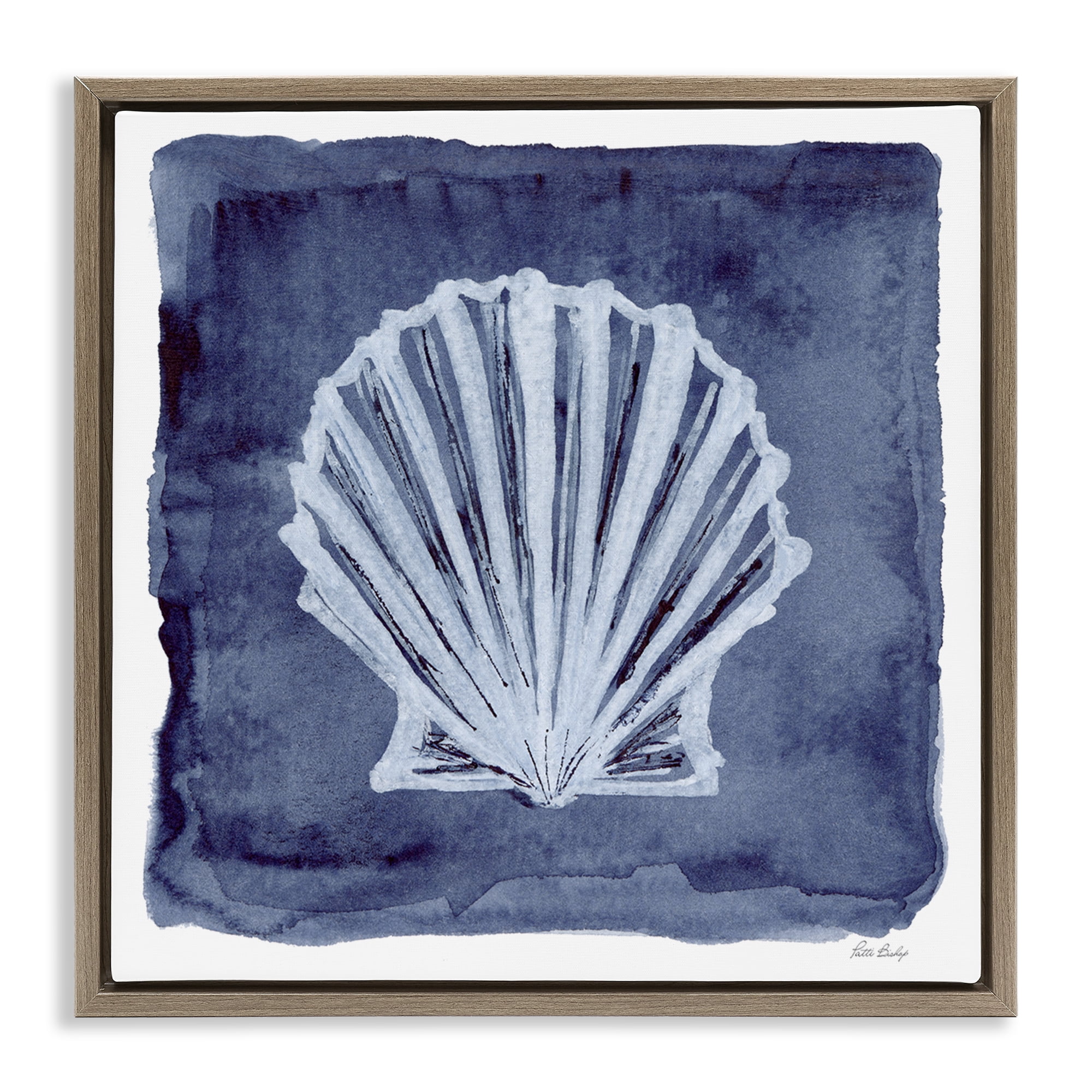 Stupell Industries Clam Shell Impression Animals Painting Brown Floater Framed Canvas Art Print Wall Art, 25 x 25