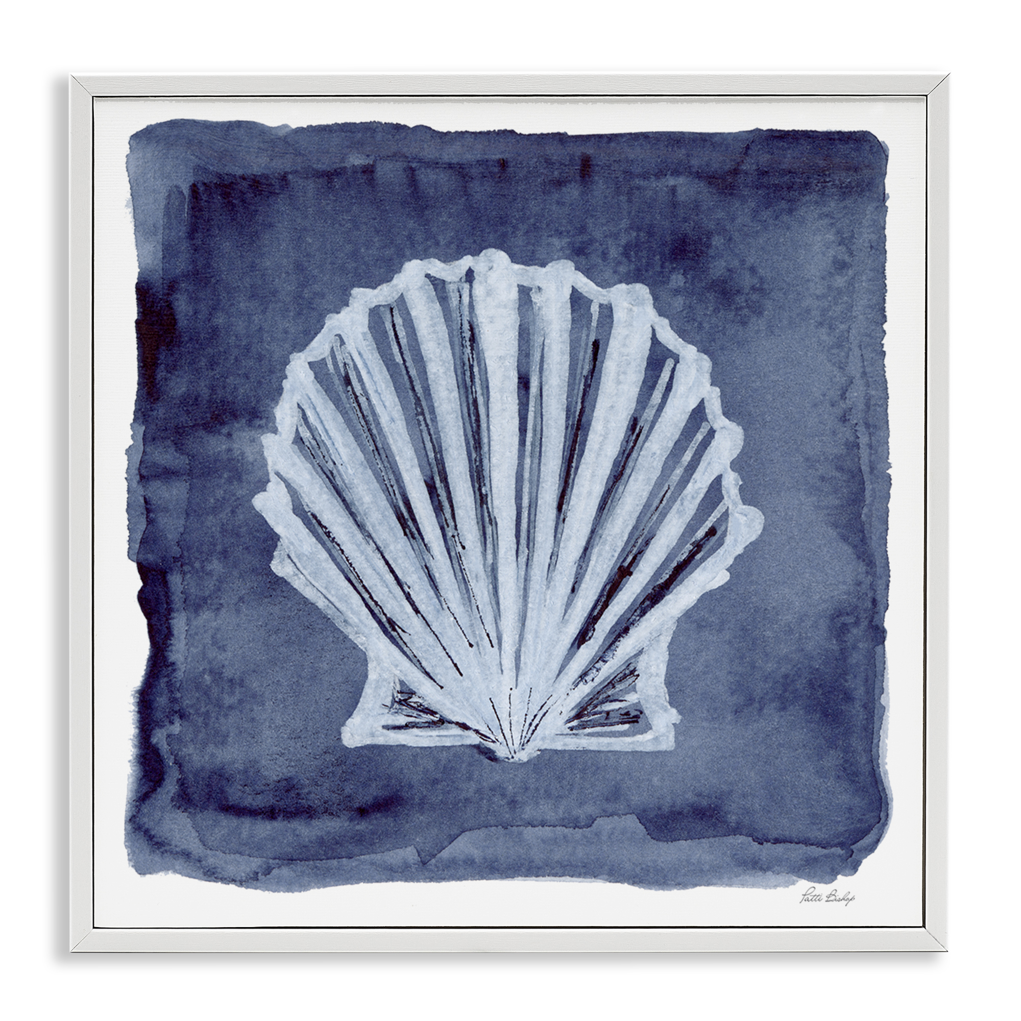 Stupell Industries Clam Shell Impression Animals Painting White Framed Art Print Wall Art, 17 x 17