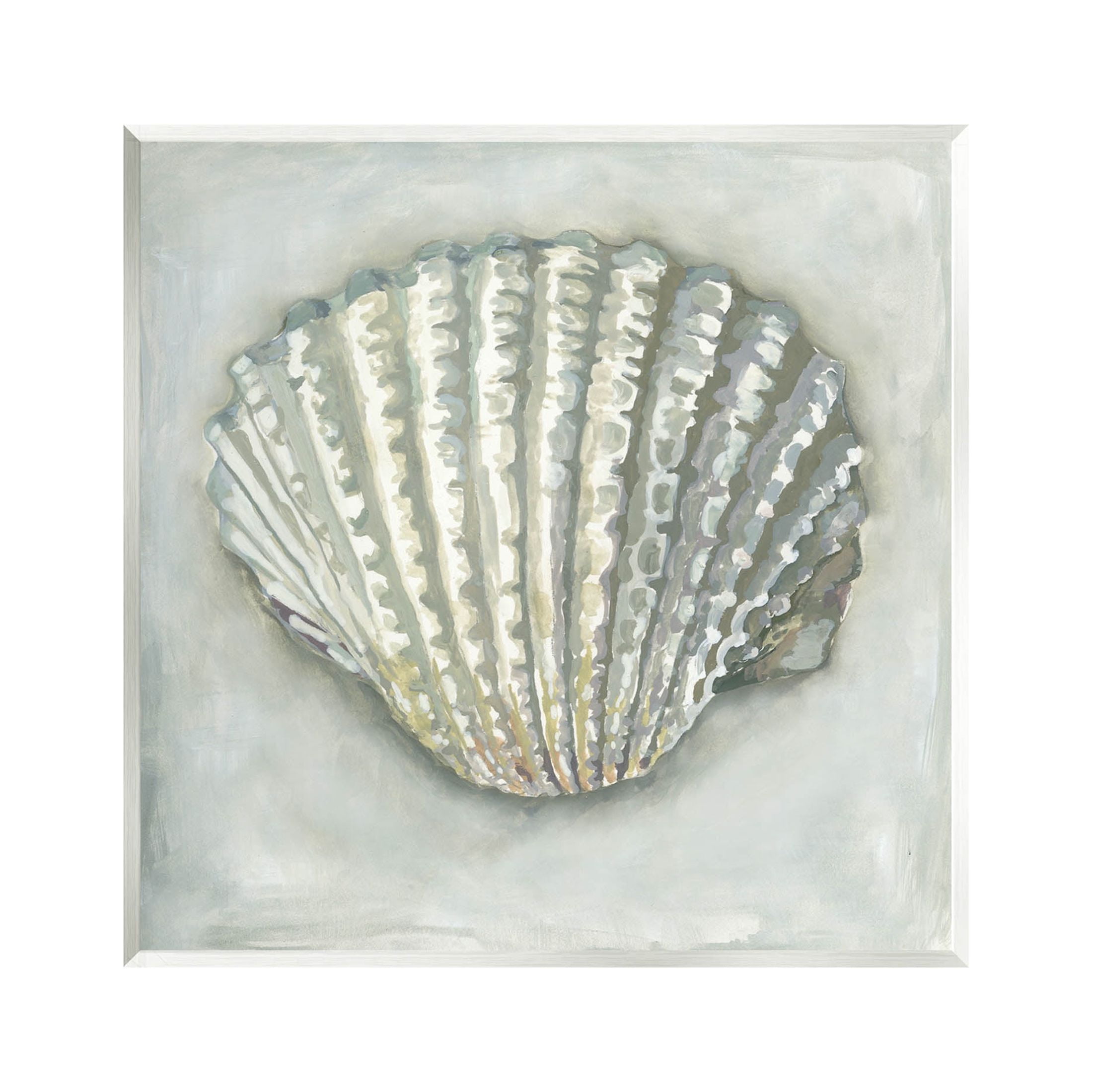 Stupell Industries Clam Shell Nautical Grey Painting Unframed Art Print Wall Art, Design by Erica Christopher