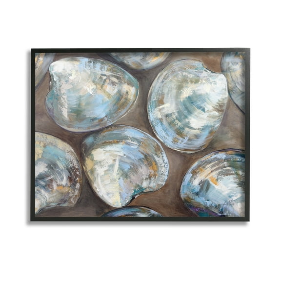 Stupell Industries Clam Shell Pattern Animals & Insects Painting Black Framed Art Print Wall Art, 14 x 11