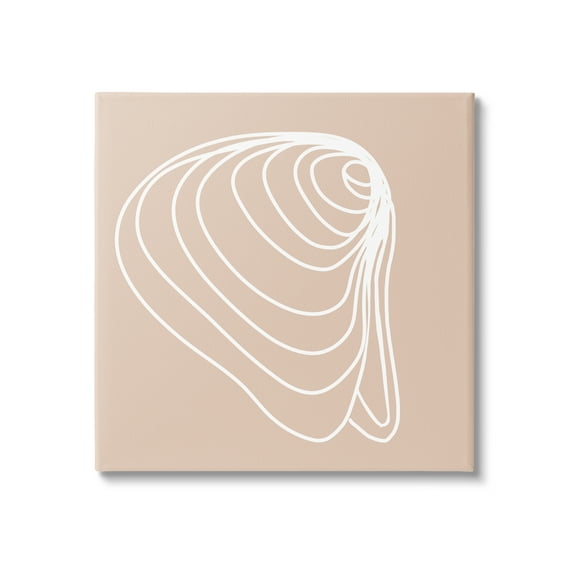 Stupell Industries Clam Shell Seashell Stripes Casual Line Doodle Graphic Art Gallery Wrapped Canvas Print Wall Art, Design by Daphne Polselli