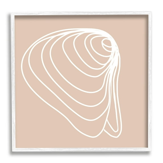 Stupell Industries Clam Shell Seashell Stripes Casual Line Doodle Graphic Art White Framed Art Print Wall Art, Design by Daphne Polselli