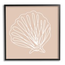 Stupell Industries Clam Shell Squiggle Doodle Tan Sea Life Graphic Art Black Framed Art Print Wall Art, Design by Daphne Polselli