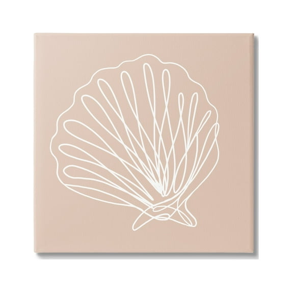 Stupell Industries Clam Shell Squiggle Doodle Tan Sea Life Graphic Art Gallery Wrapped Canvas Print Wall Art, Design by Daphne Polselli