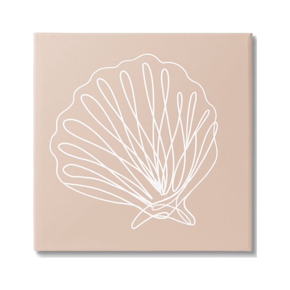 Stupell Industries Clam Shell Squiggle Doodle Tan Sea Life Graphic Art Gallery Wrapped Canvas Print Wall Art, Design by Daphne Polselli