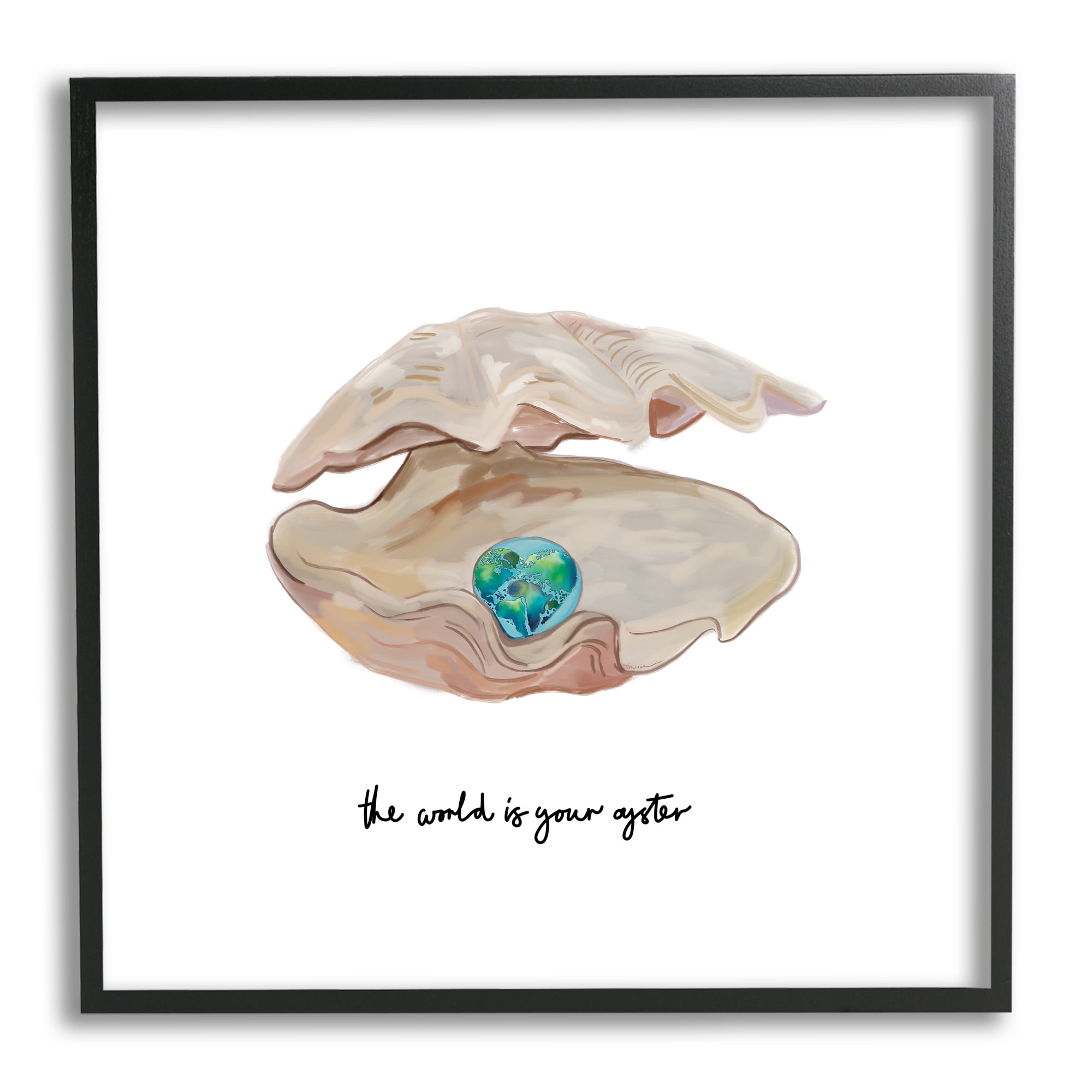Stupell Industries Clam Shell Turquoise Pearl Animals & Insects Painting Black Framed Art Print Wall Art