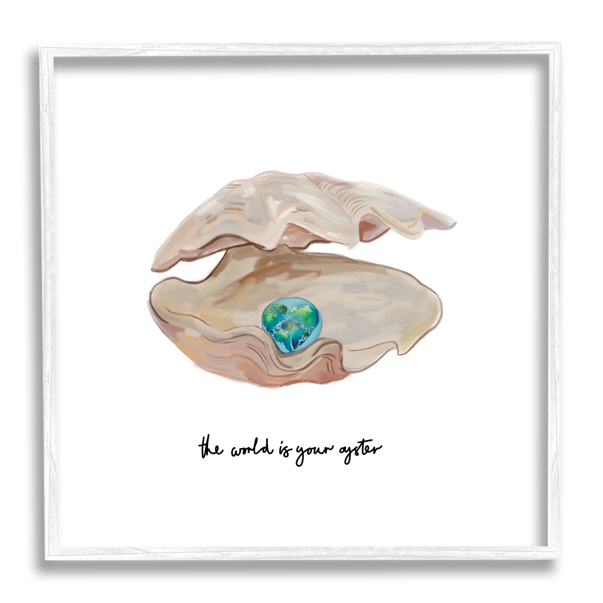Stupell Industries Clam Shell Turquoise Pearl Animals & Insects Painting White Framed Art Print Wall Art
